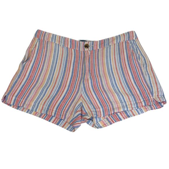 Old Navy Everyday Short Linen High Rise Shorts | Pastel Stripe Size 8 Chino - Picture 1 of 9